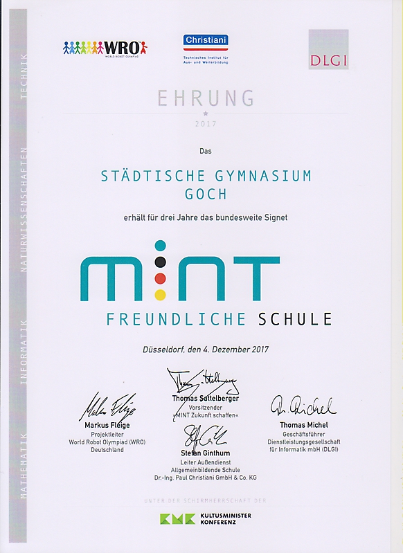 MINT-Urkunde 2017